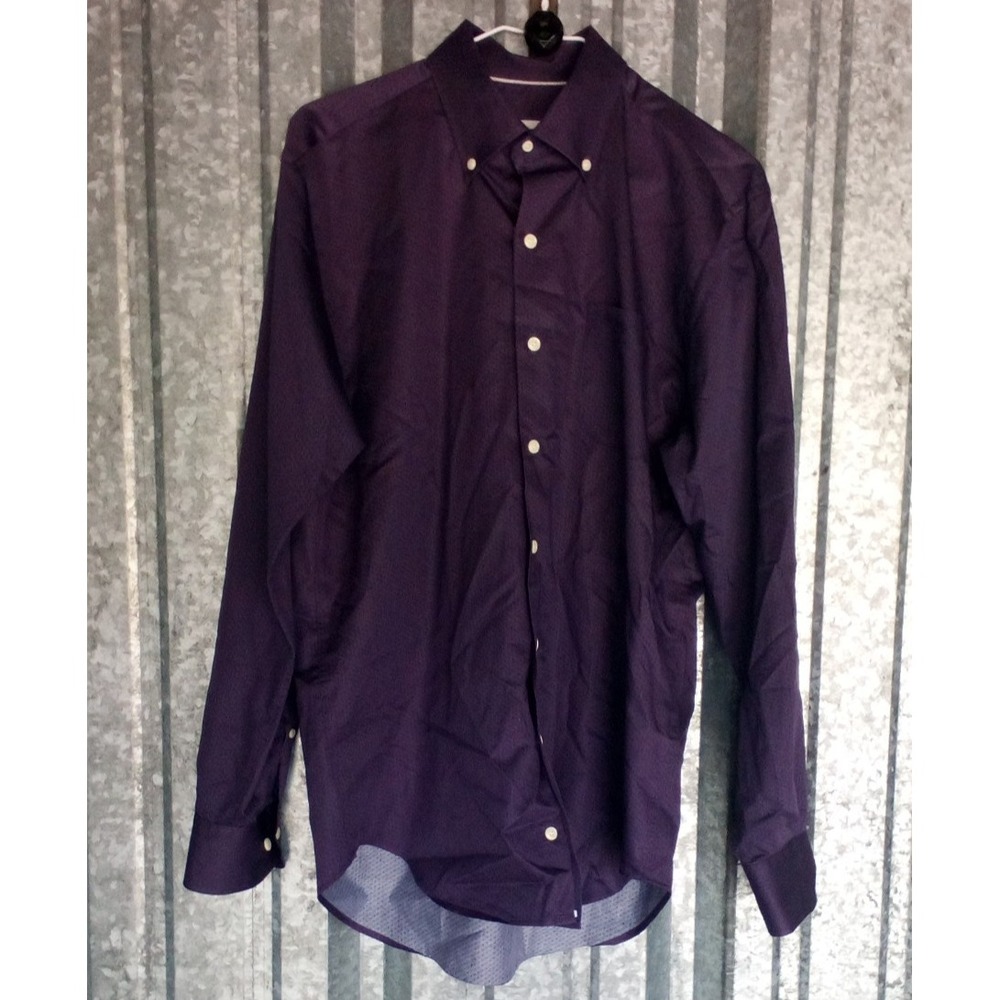 Peter Millar Shirt Mens M Purple Geometric Print 100% Cotton